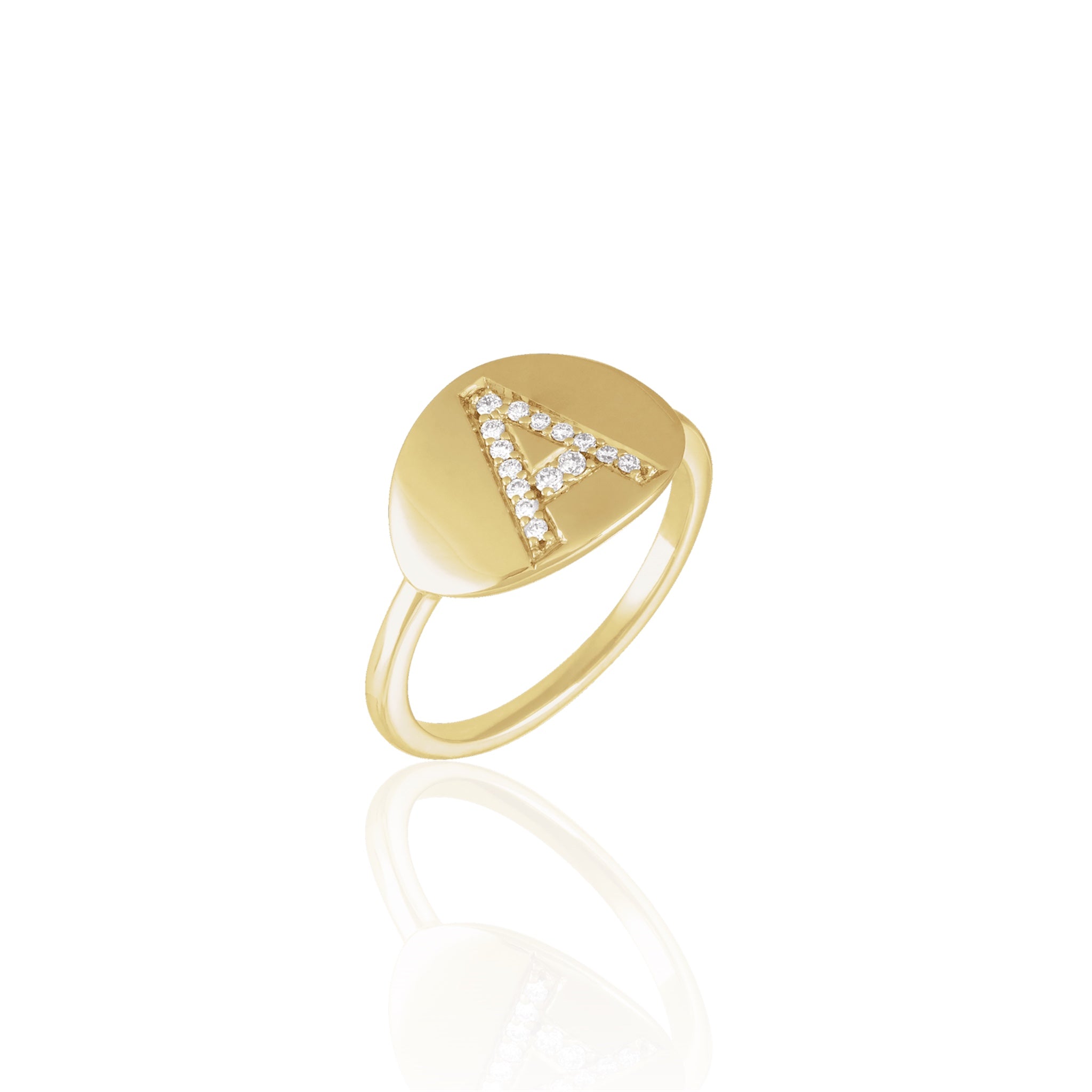 14k Diamond Initial Ring