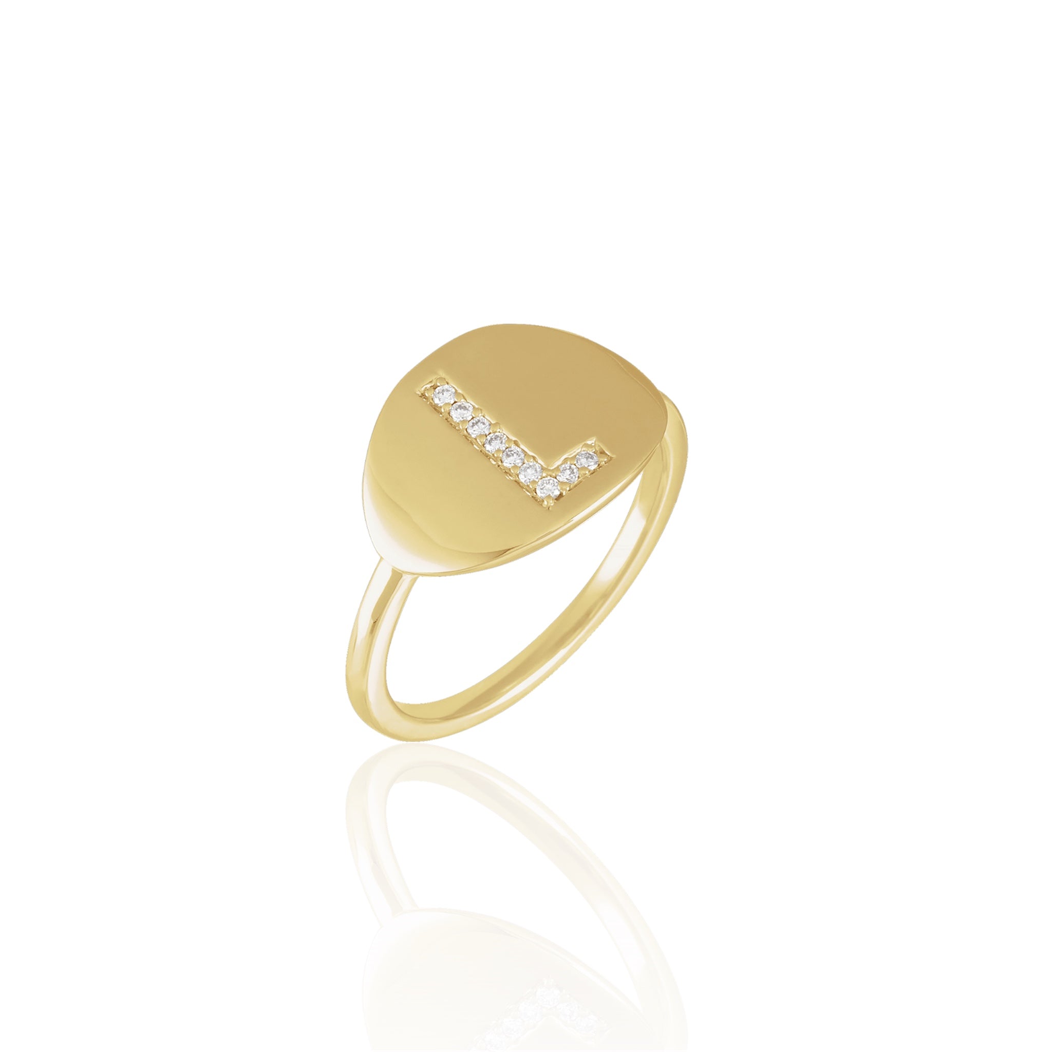 14k Diamond Initial Ring