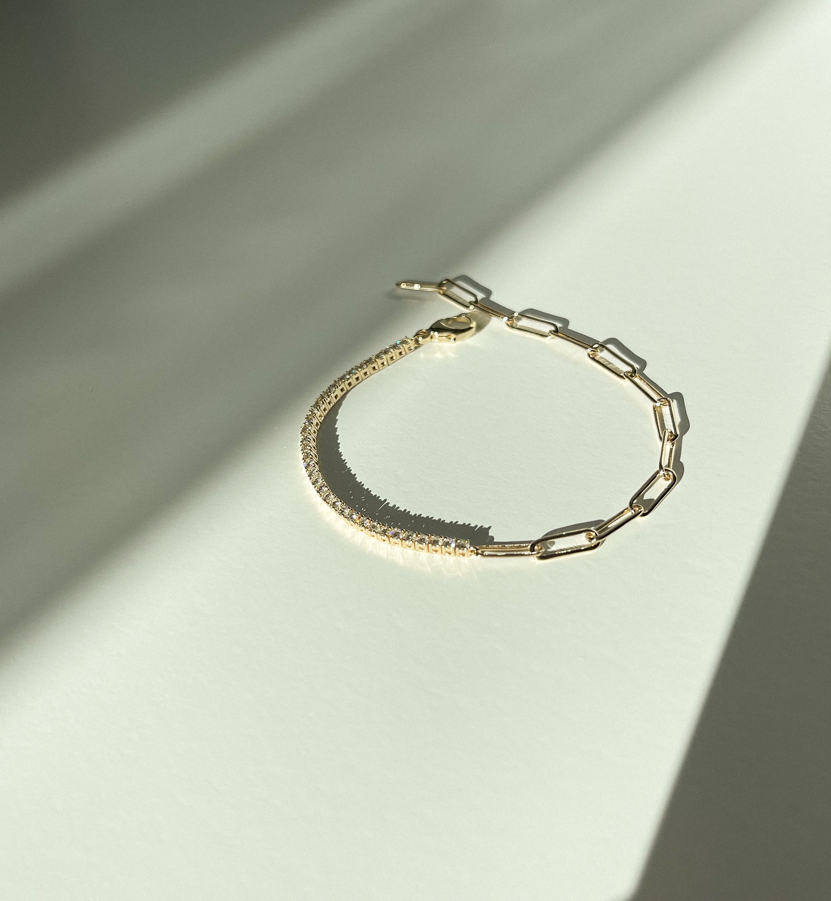 Peyton Diamonds & Paperclip Chain Bracelet