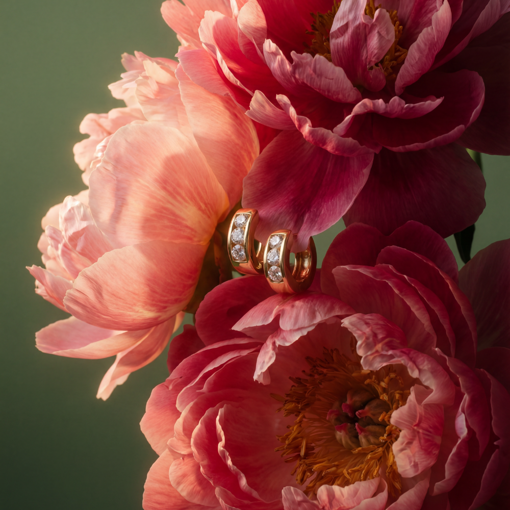 Gold Diamond Dust Hoops