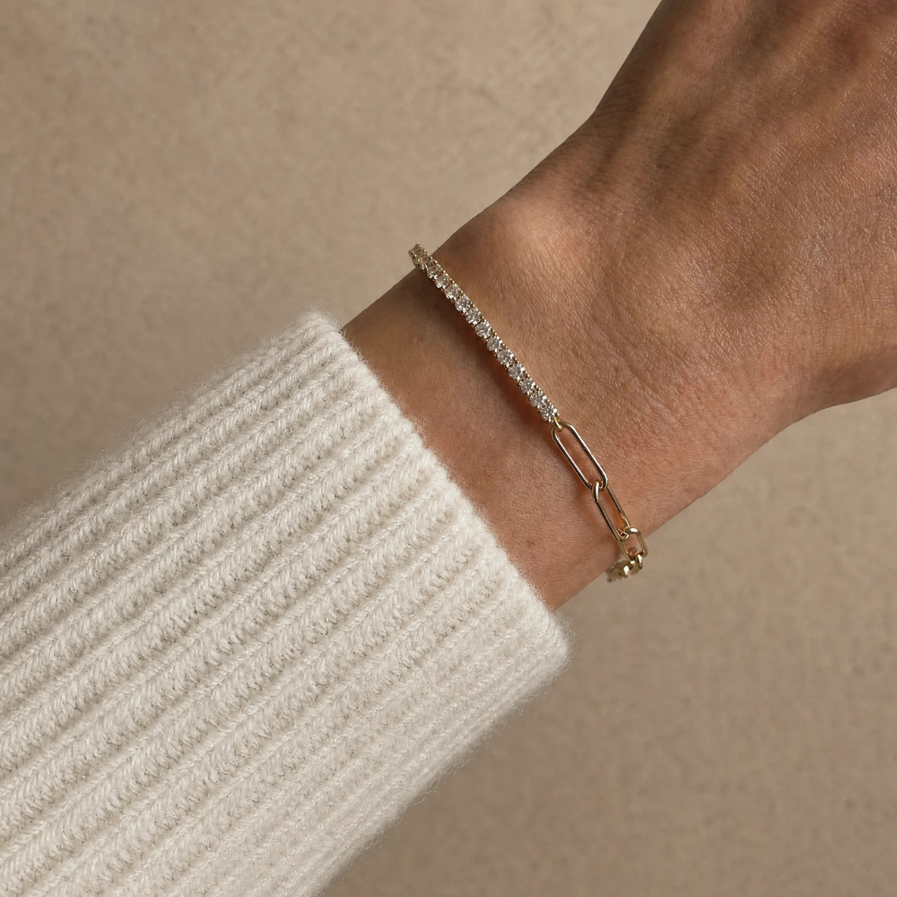 Peyton Diamonds & Paperclip Chain Bracelet