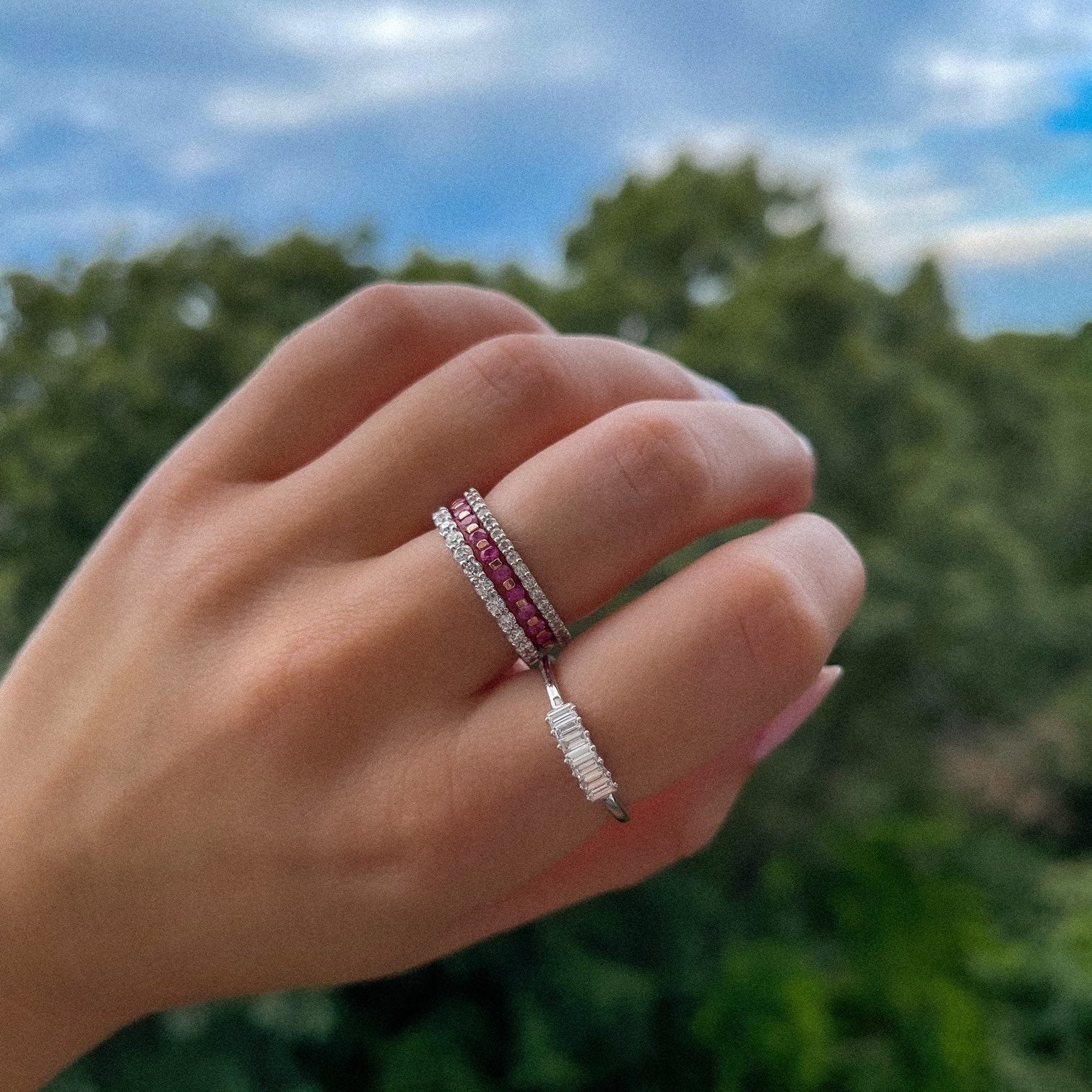 14k Pink Sapphire Eternity Ring