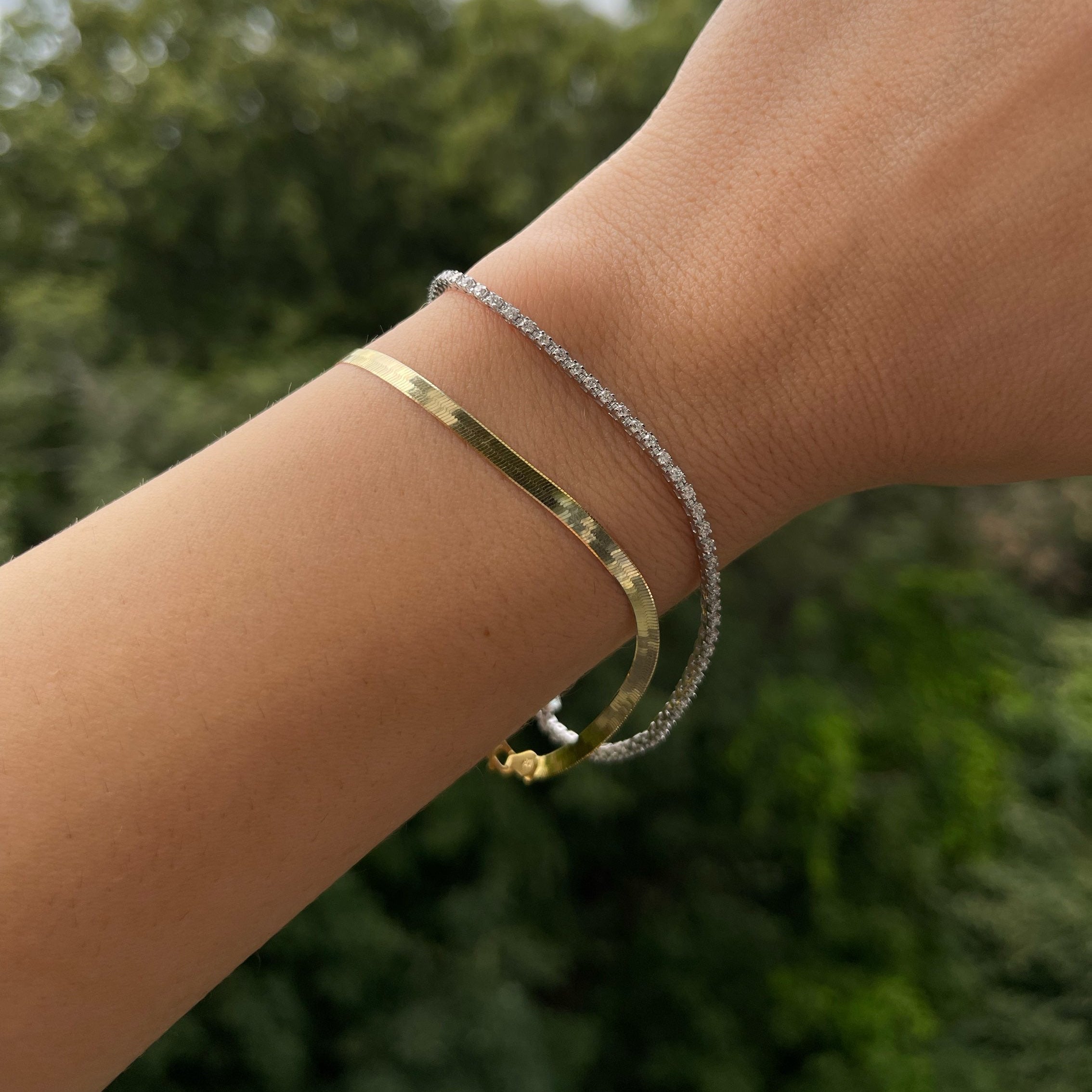 14k Herringbone Bracelet - YAREMA JEWELRY