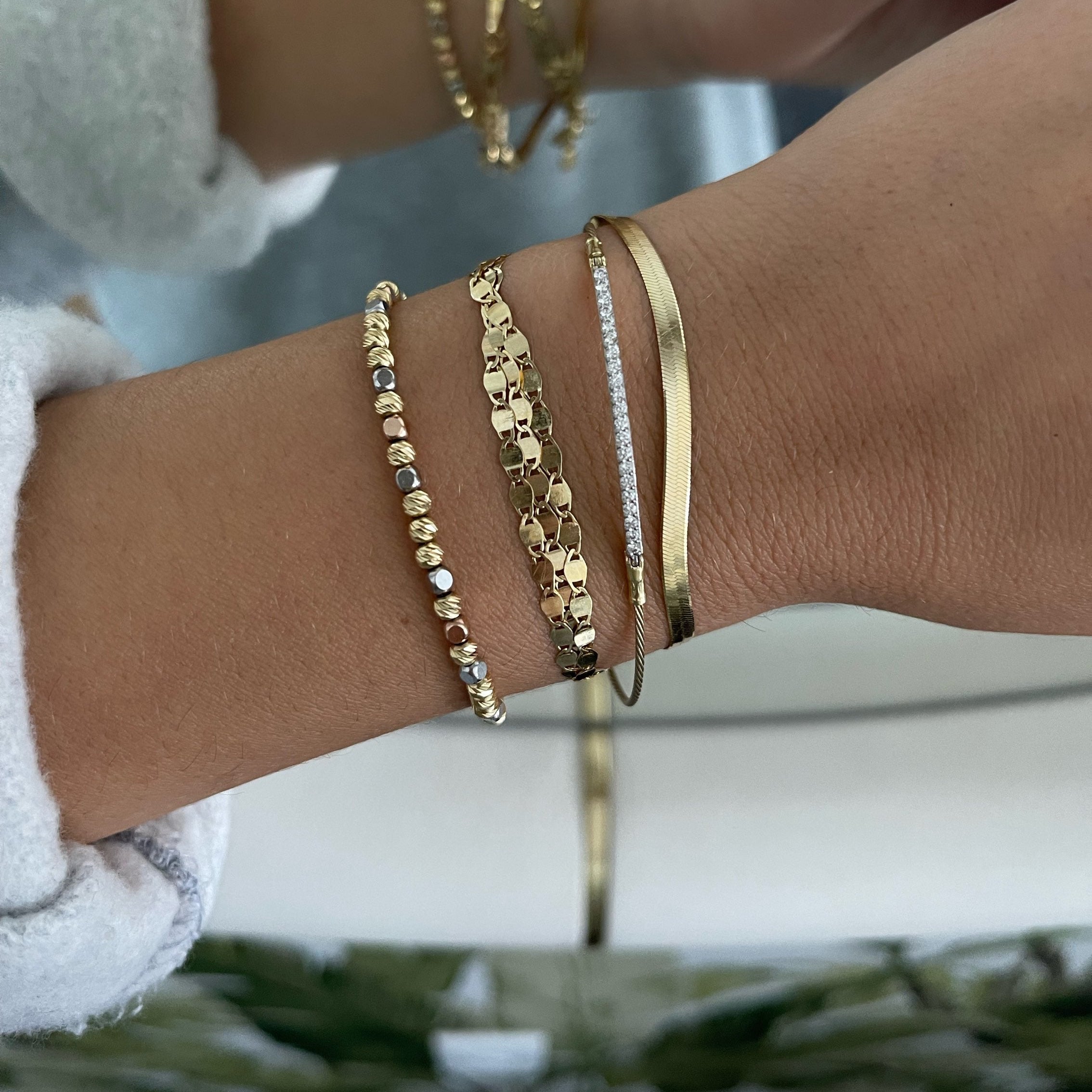 14k Herringbone Bracelet - YAREMA JEWELRY