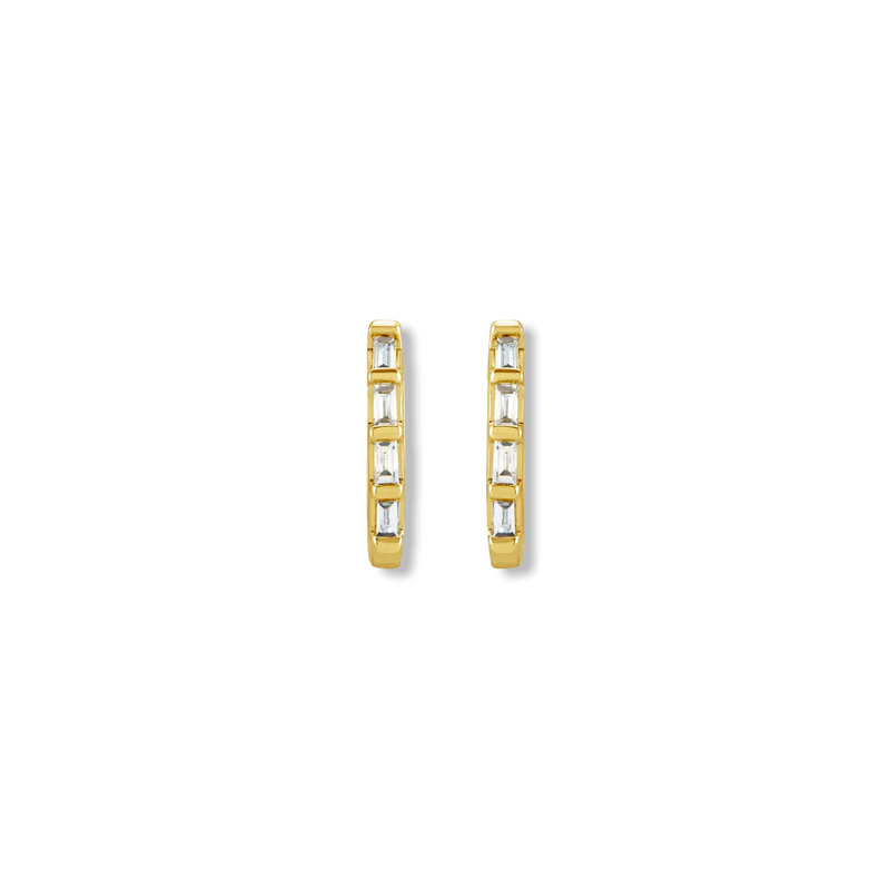 Baguette Diamond Huggie Earrings - YAREMA JEWELRY