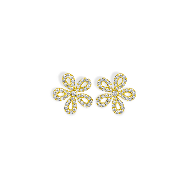 14k Mini Diamond Floral Earrings - YAREMA JEWELRY