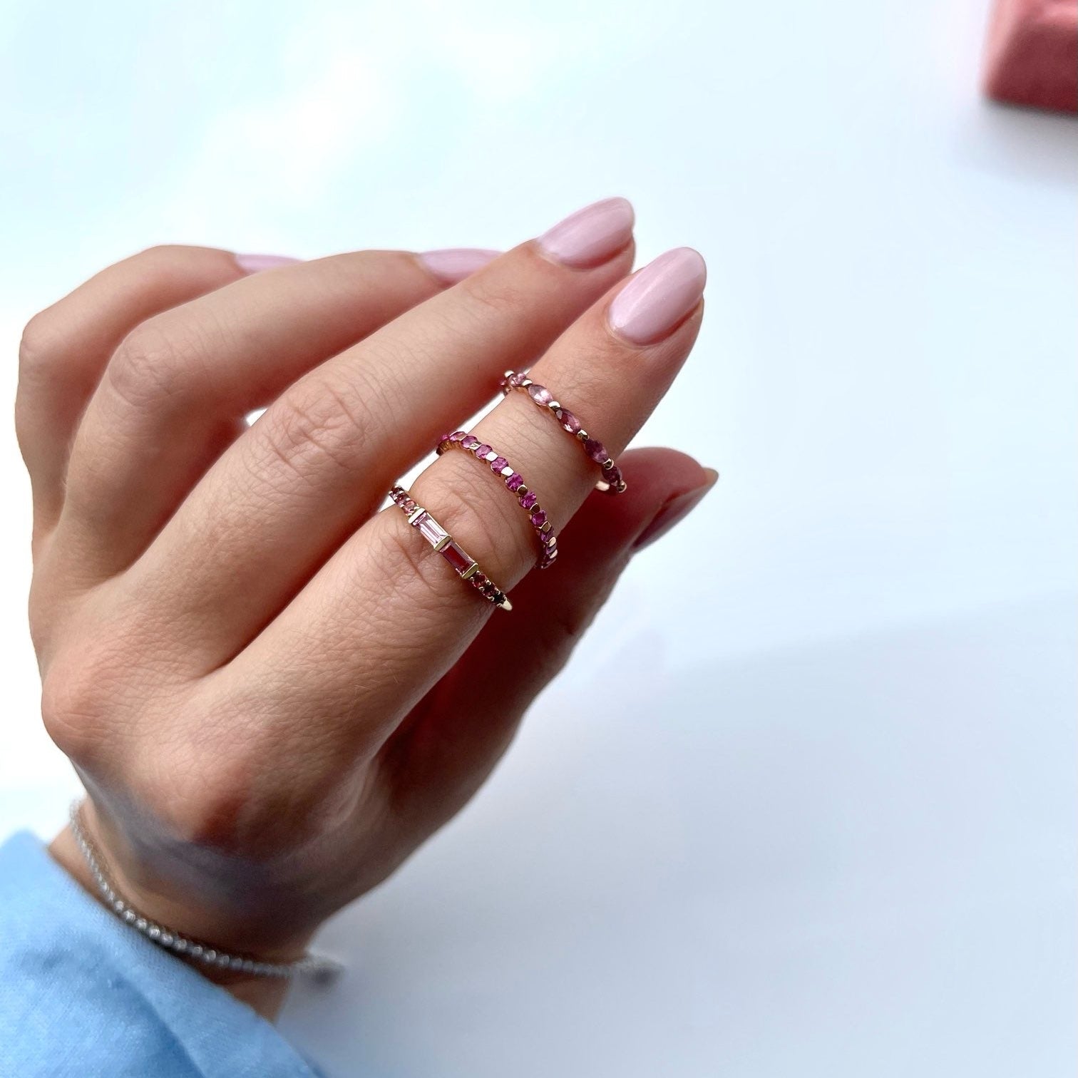 14k Pink Sapphire Eternity Ring