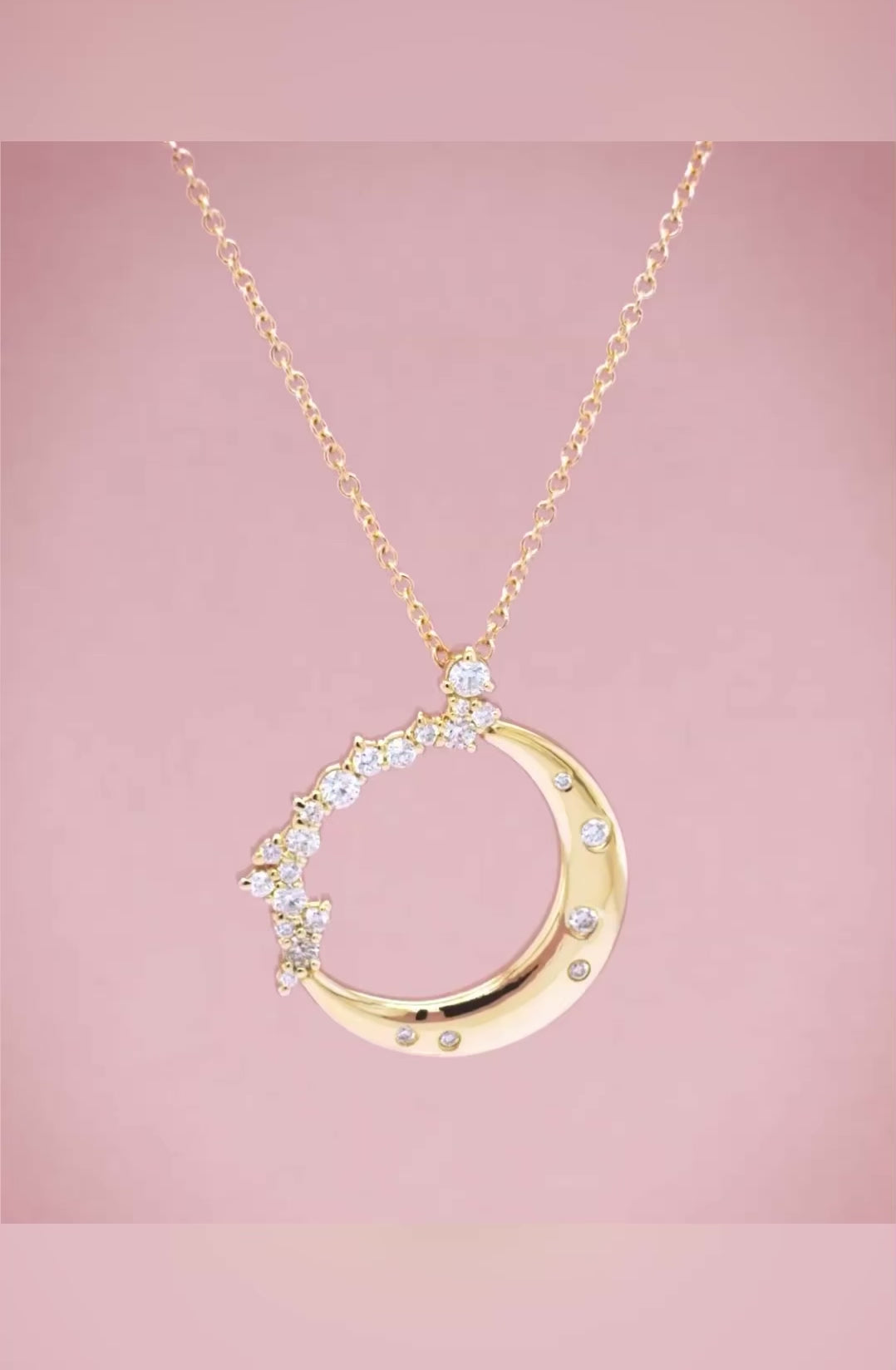 14k Diamond Moon Necklace