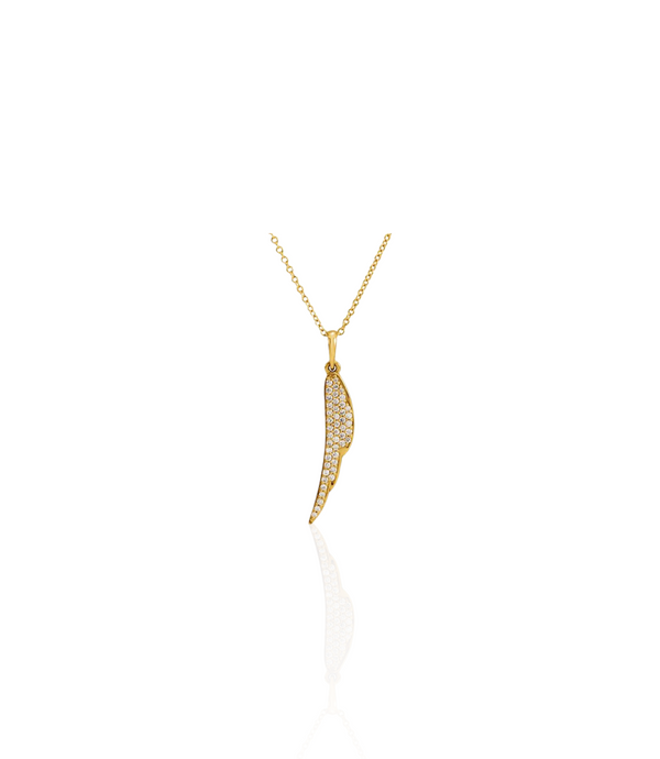 14k Gold Diamond Feather Necklace