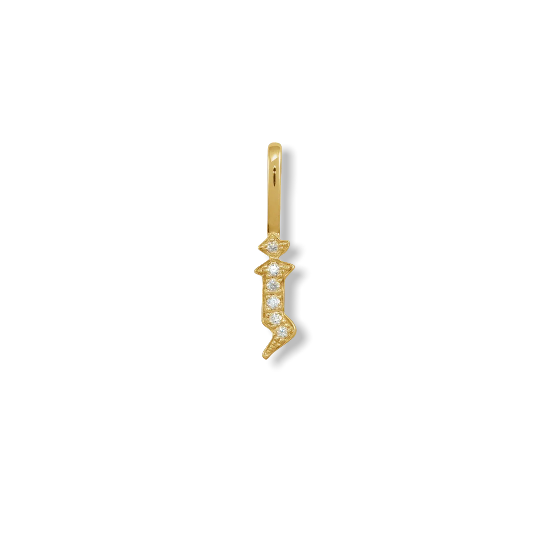 Diamond Gothic Initial Charm - YAREMA JEWELRY