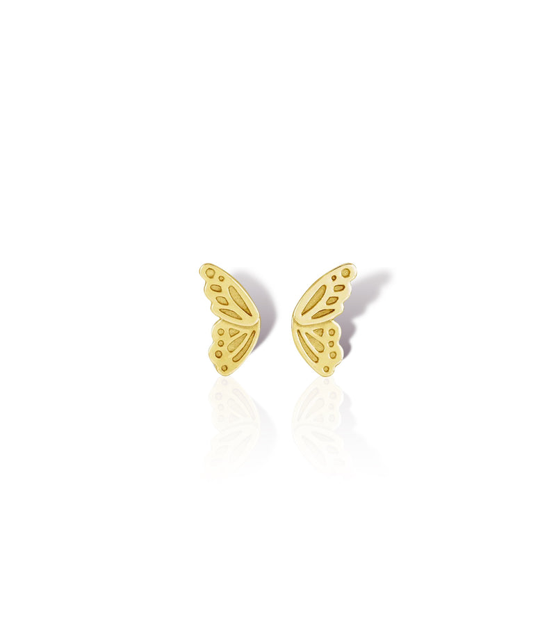 Butterfly Wing Gold Stud Earrings 