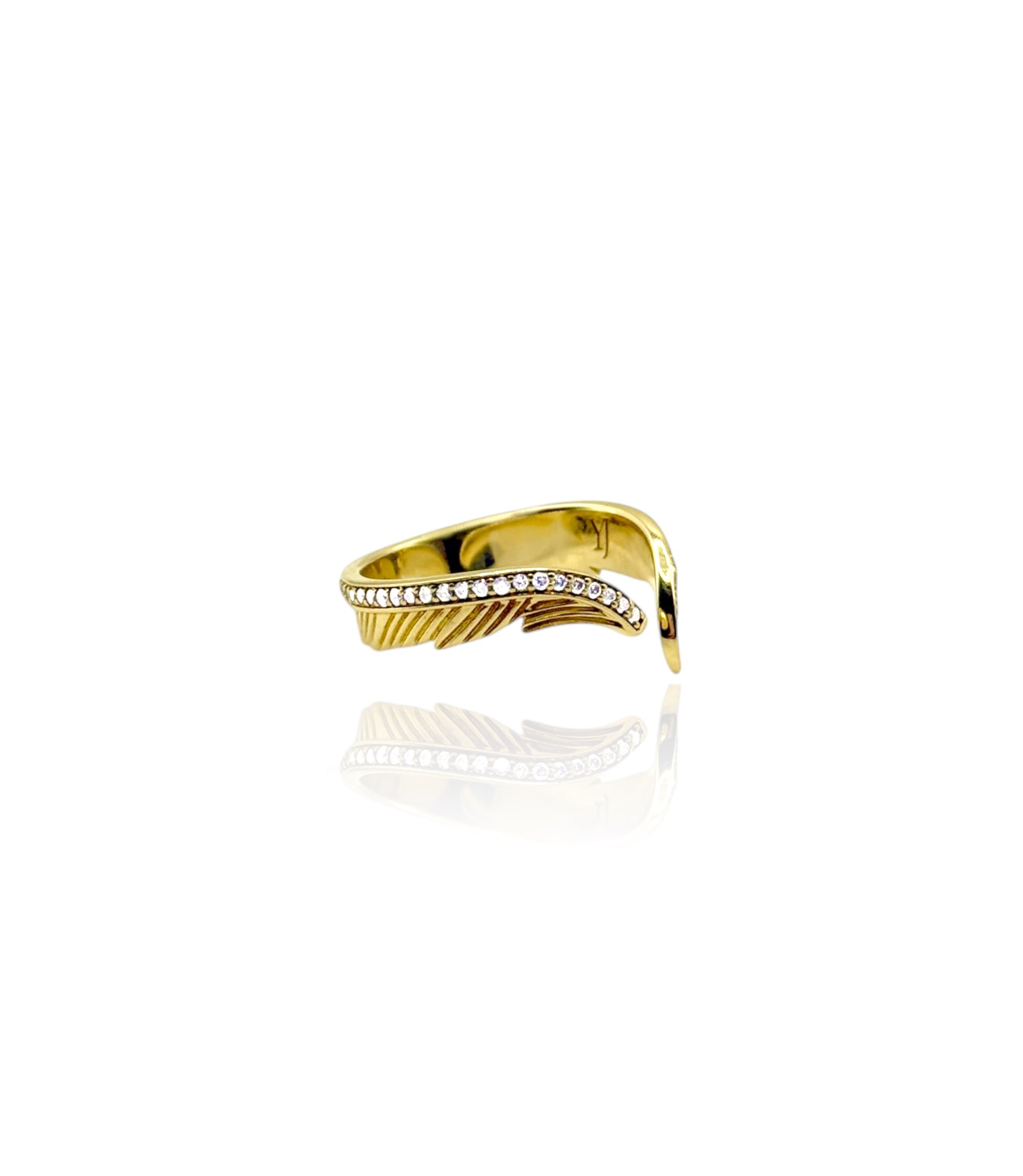 Angel's Feather Diamond Ring 14k Yellow Gold