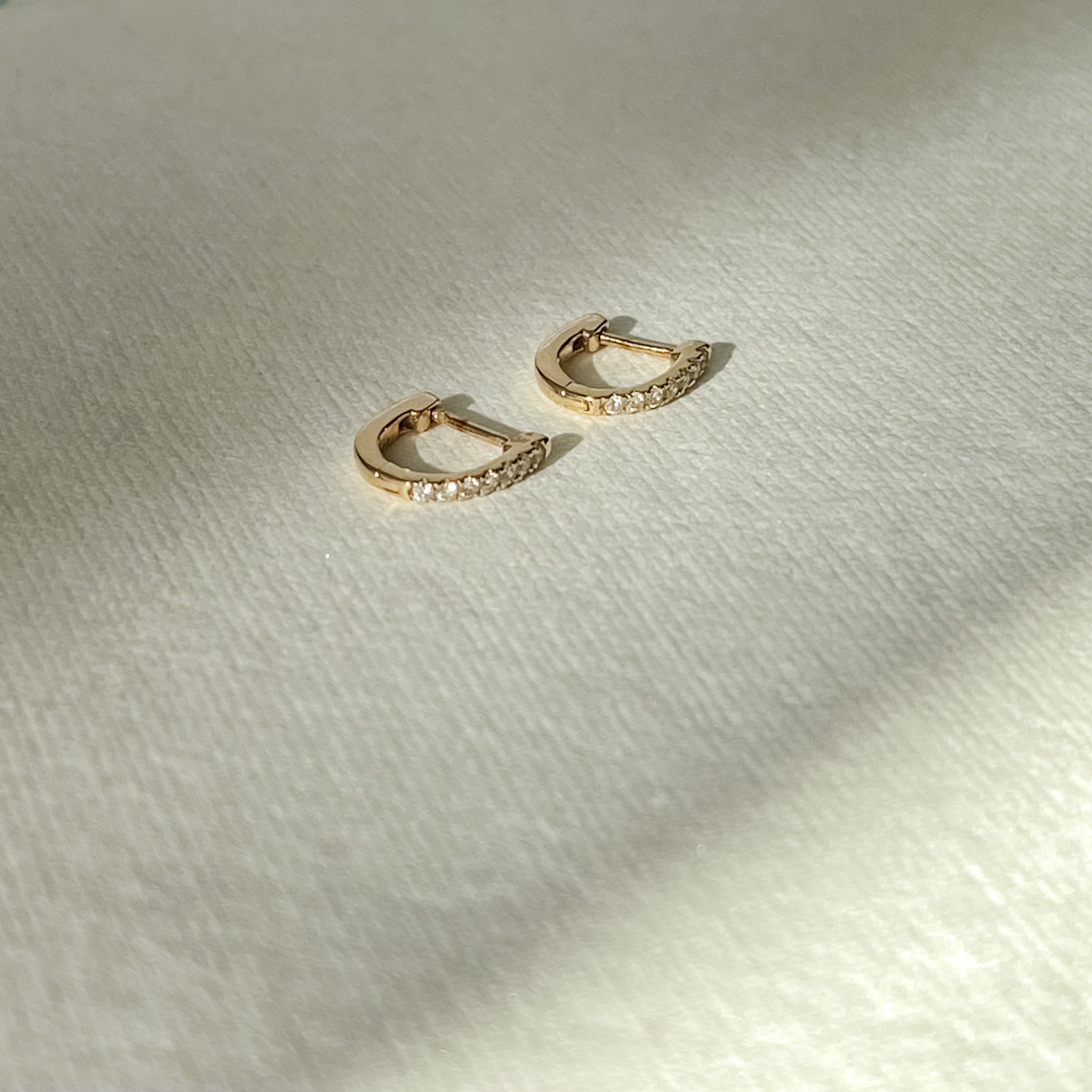 Delicate Diamond Hoop Earrings