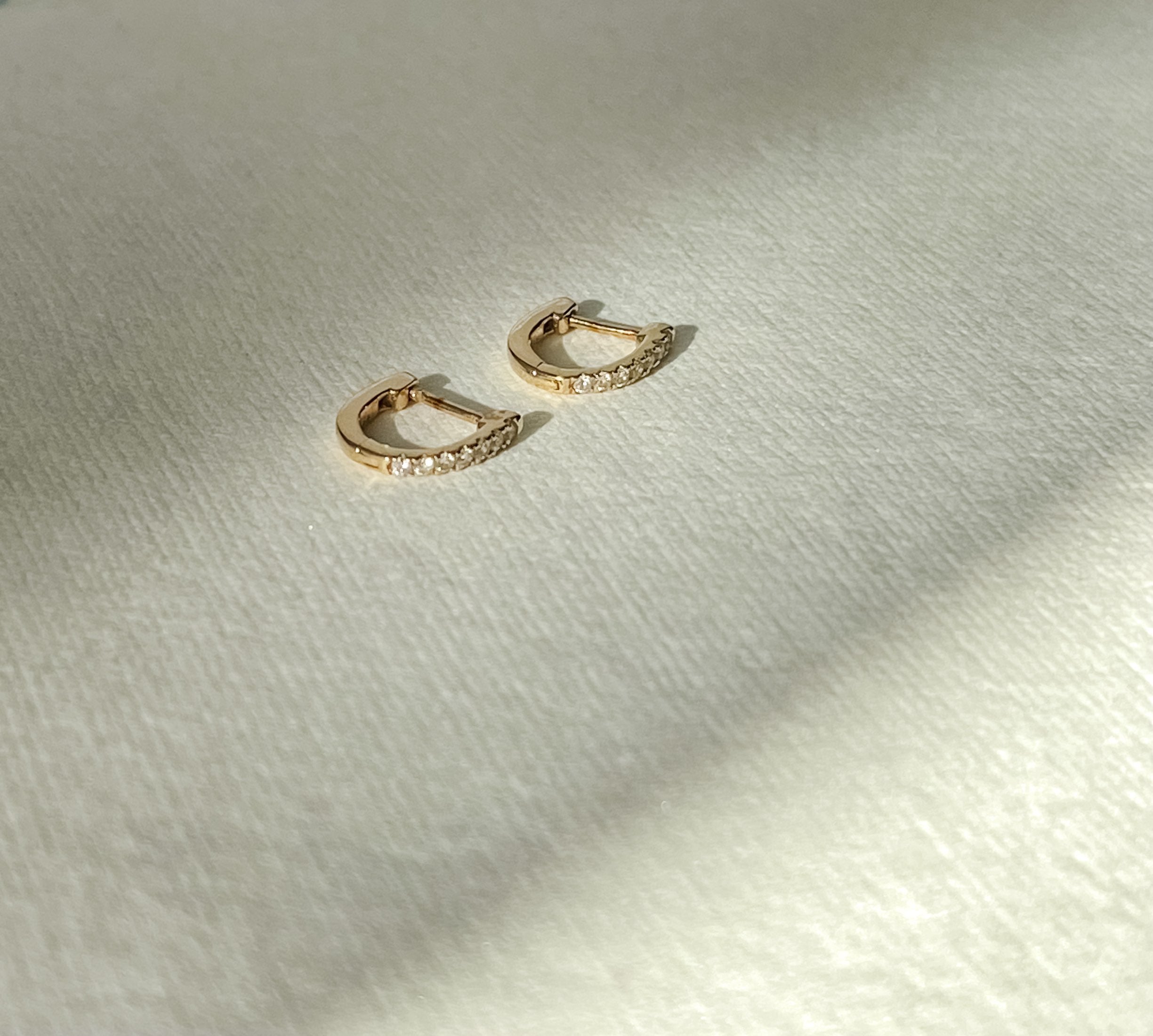 Delicate Diamond Hoop Earrings