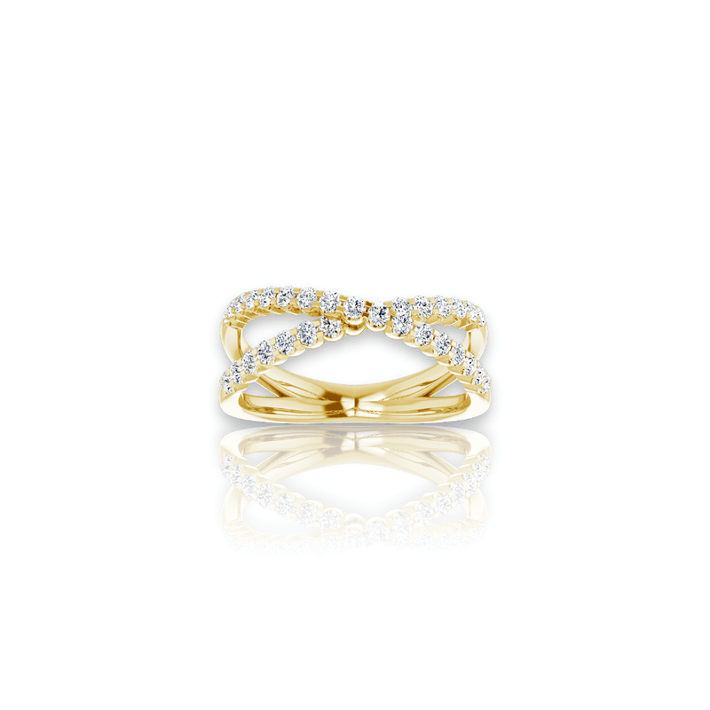 Double Band Diamond Ring in Yellow Gold