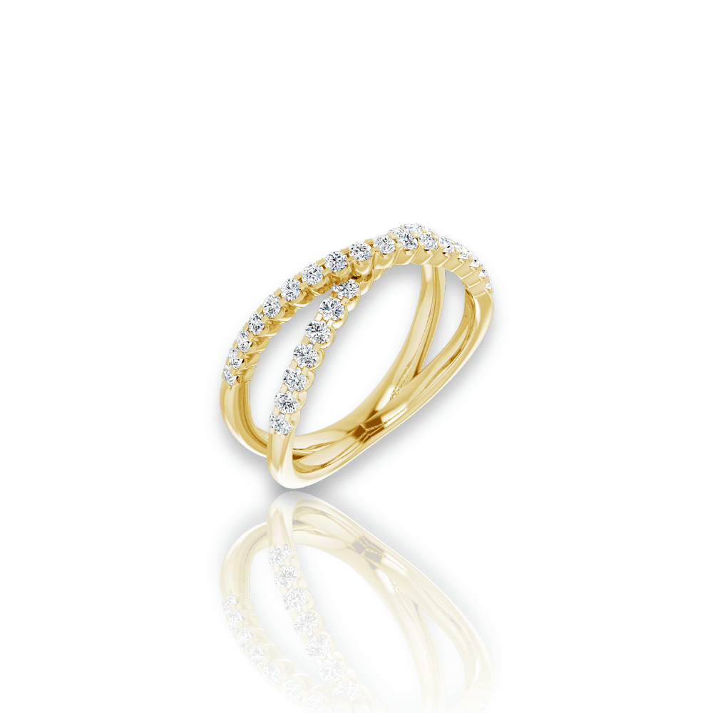 Double Band Diamond Ring in Yellow Gold