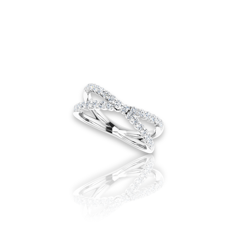 Double Band Diamond Ring in White Gold