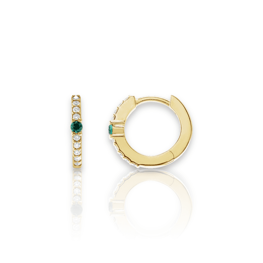 Emerald & Diamond Hoop Earrings