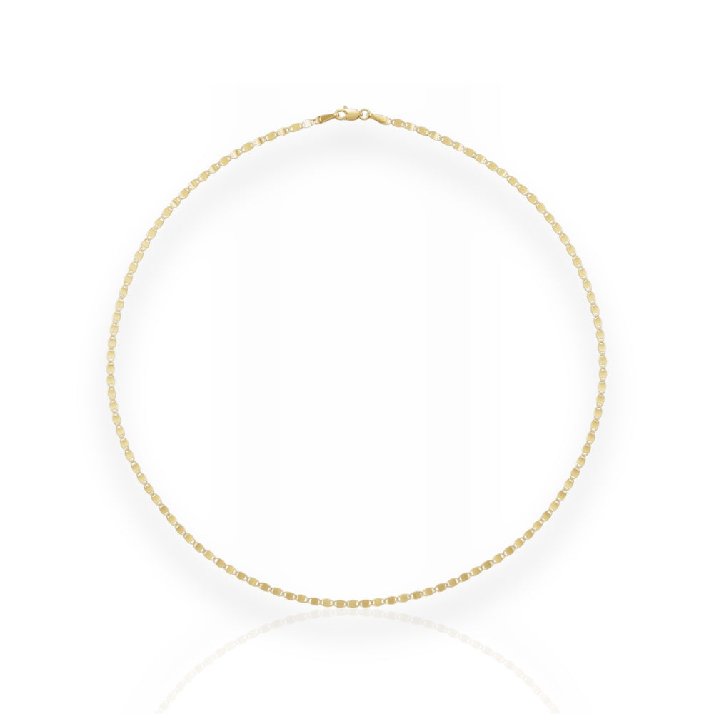 14k Gold Mirror Link Necklace on a white background