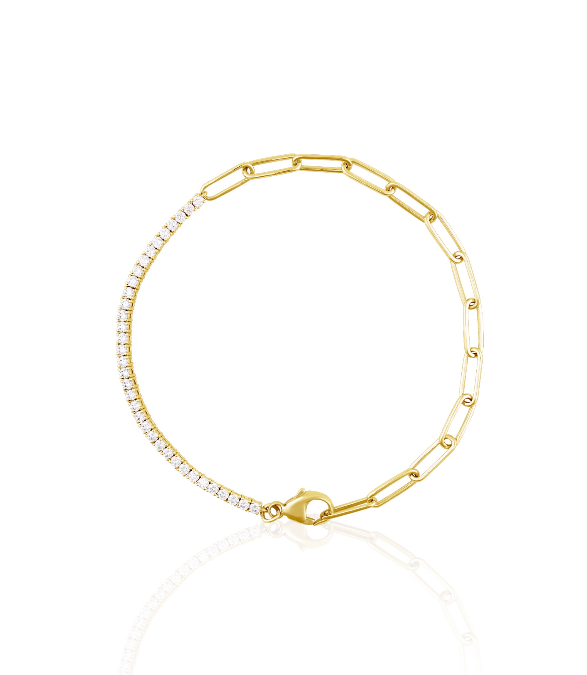 Peyton Diamond & Paperclip Chain Bracelet 