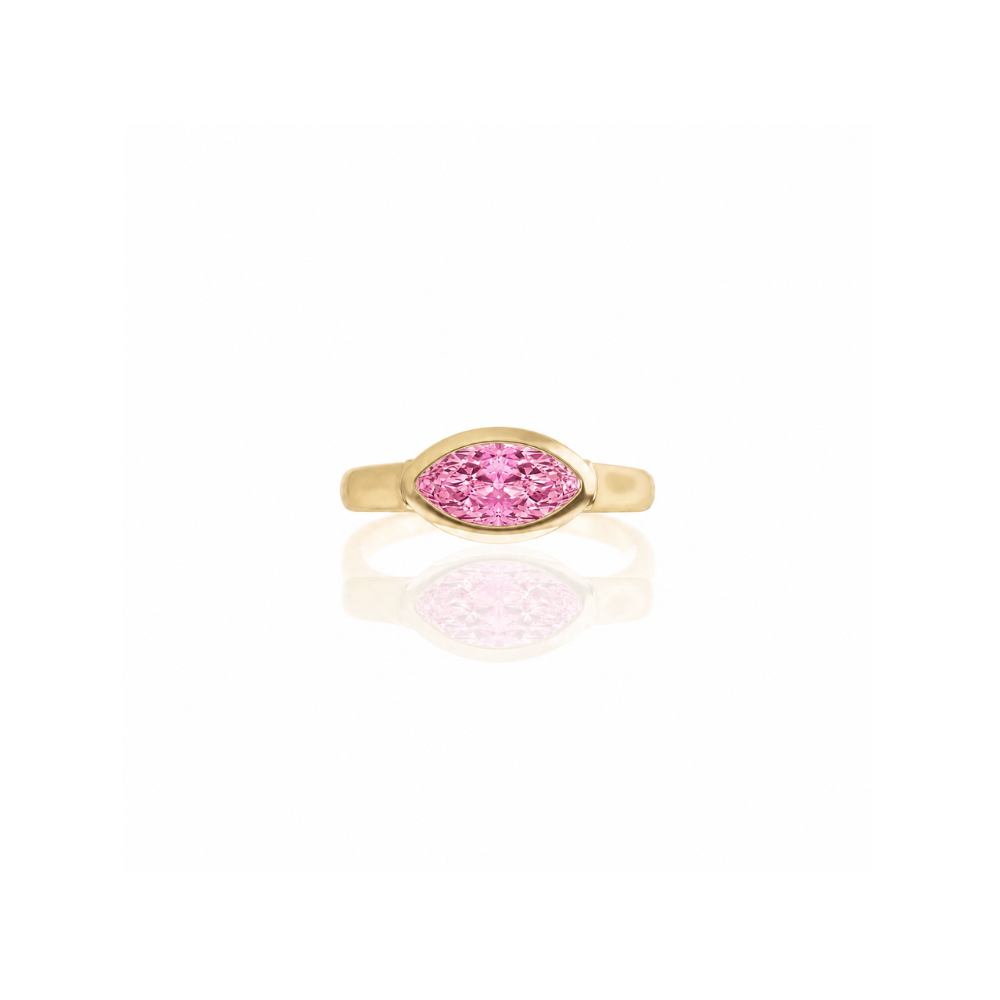 Petite Pink Sapphire Marquise Pinky Ring