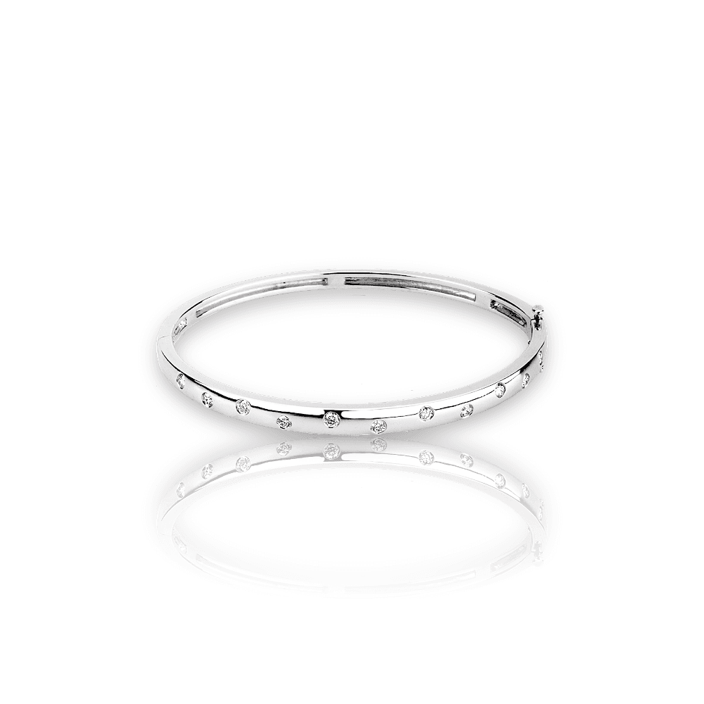 The Sphere Diamond Bangle Bracelet made with 14k White Gold