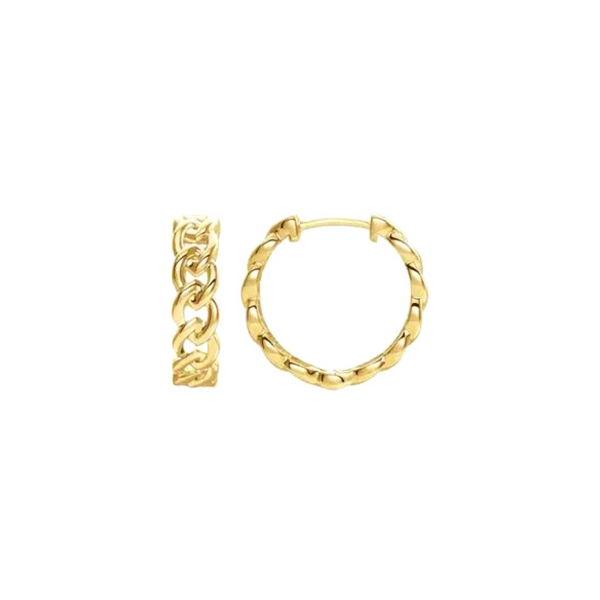 14k Gold Chain Medium Hoop Earrings