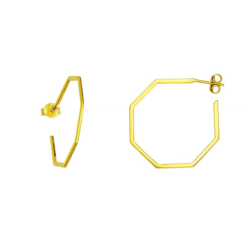 14kt Gold Octagon Hoops - YAREMA JEWELRY