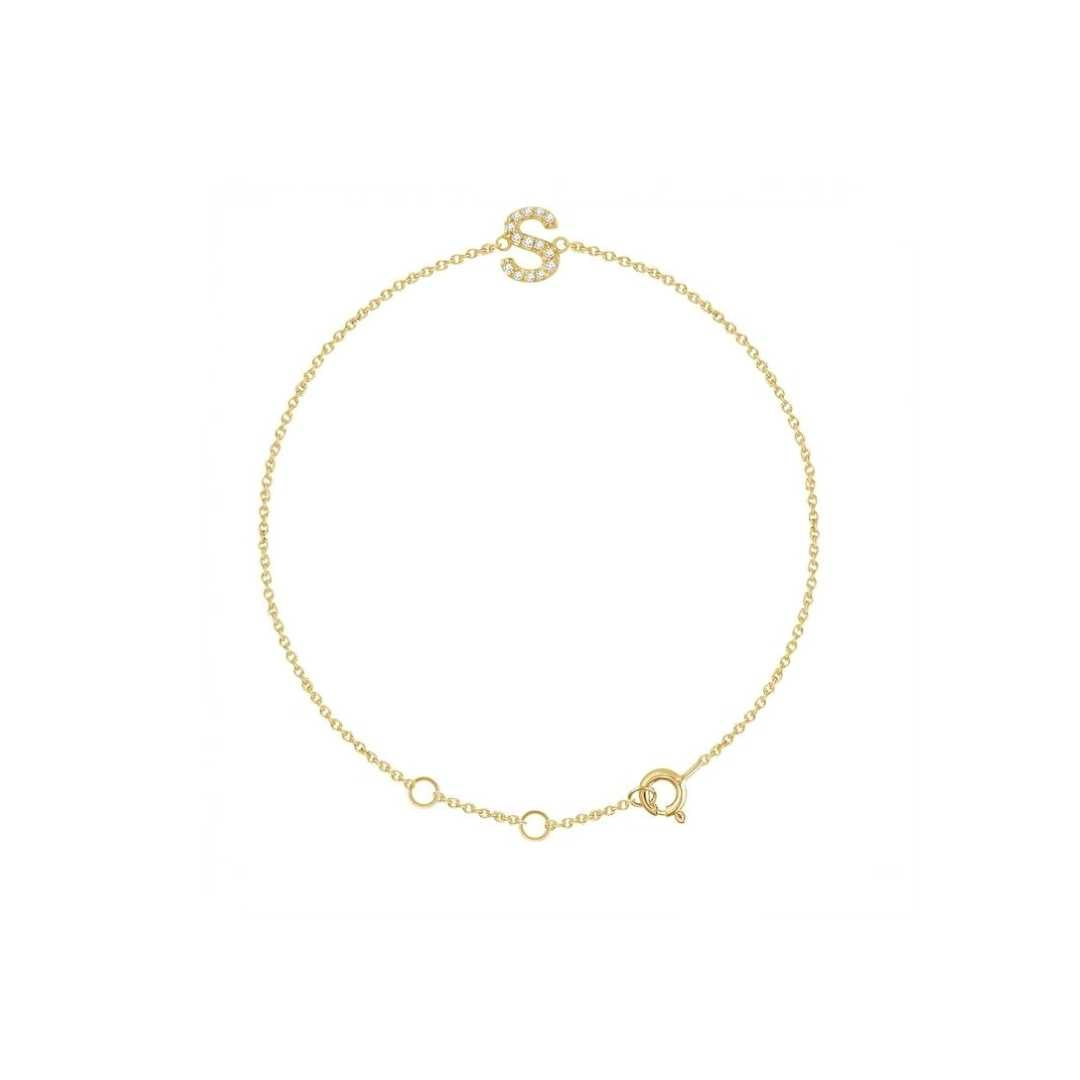 14k Diamond Initial Bracelet - YAREMA JEWELRY