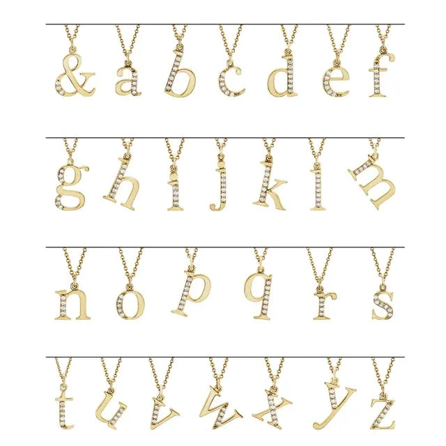 14k Diamond Lowercase Initial Necklace_Yarema_Jewelry