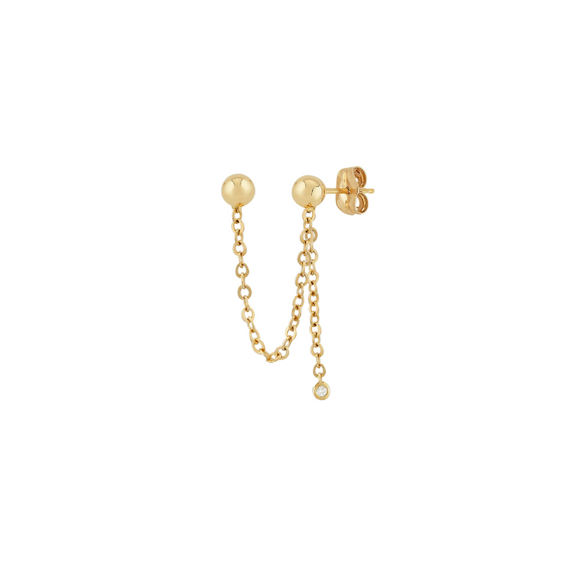 14k Gold Drop Chain Earring