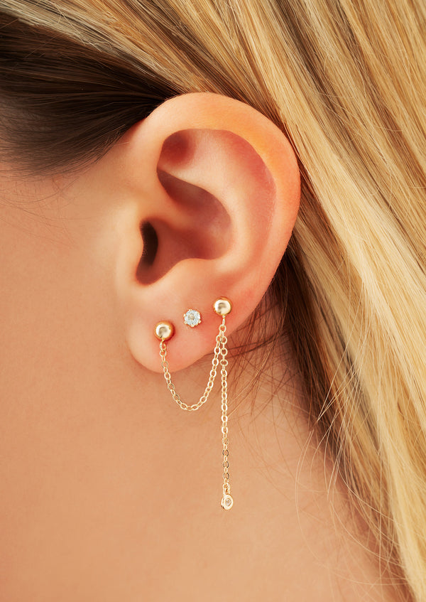 14k Gold Drop Chain Earring