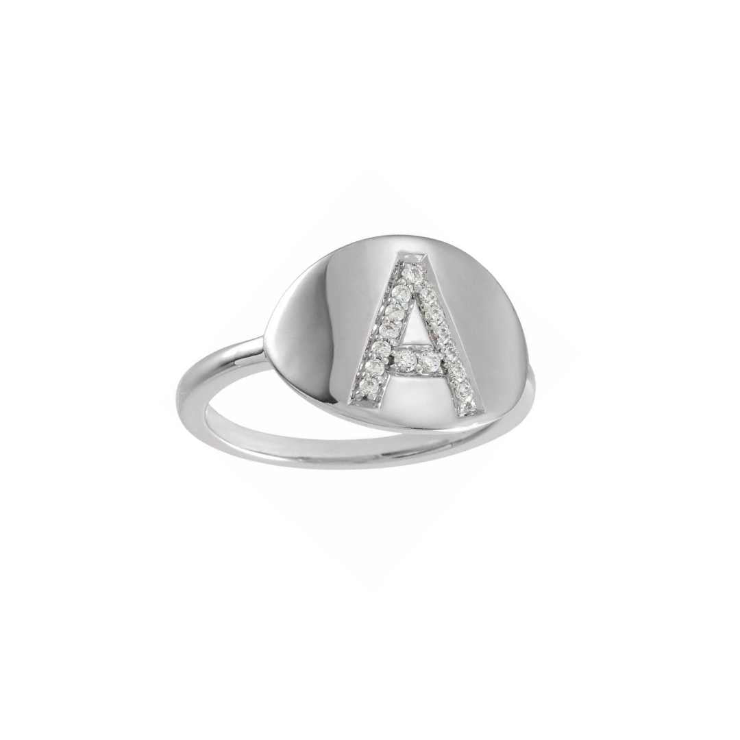 14k Diamond Initial Ring - YAREMA JEWELRY