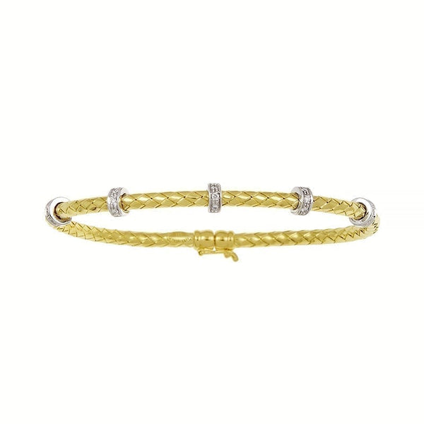 18k Gold Woven Bracelet with Diamonds - YAREMA JEWELRY