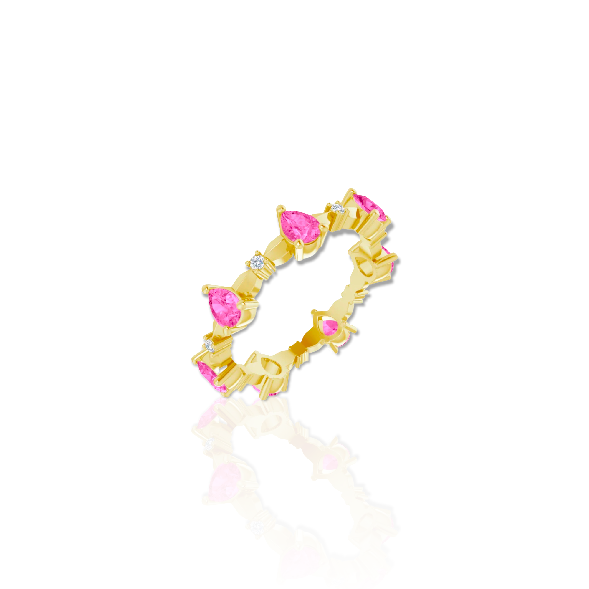 18k Pink Sapphire & Diamond Ring