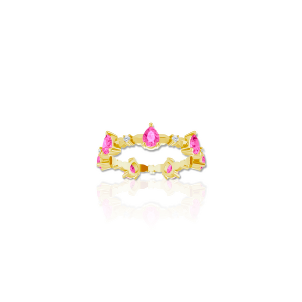 18k Pink Sapphire & Diamond Ring