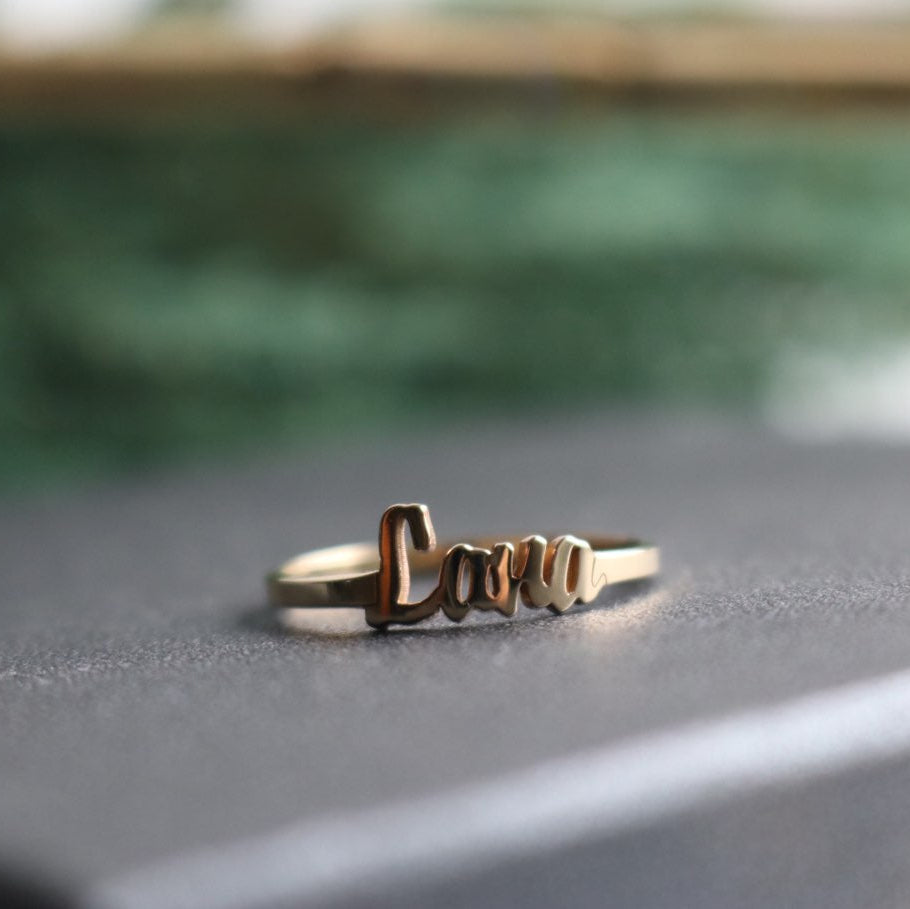 14k Custom Name Ring - YAREMA JEWELRY