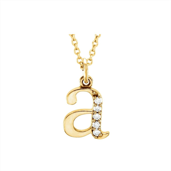 14k Diamond Lowercase Initial Necklace - YAREMA JEWELRY