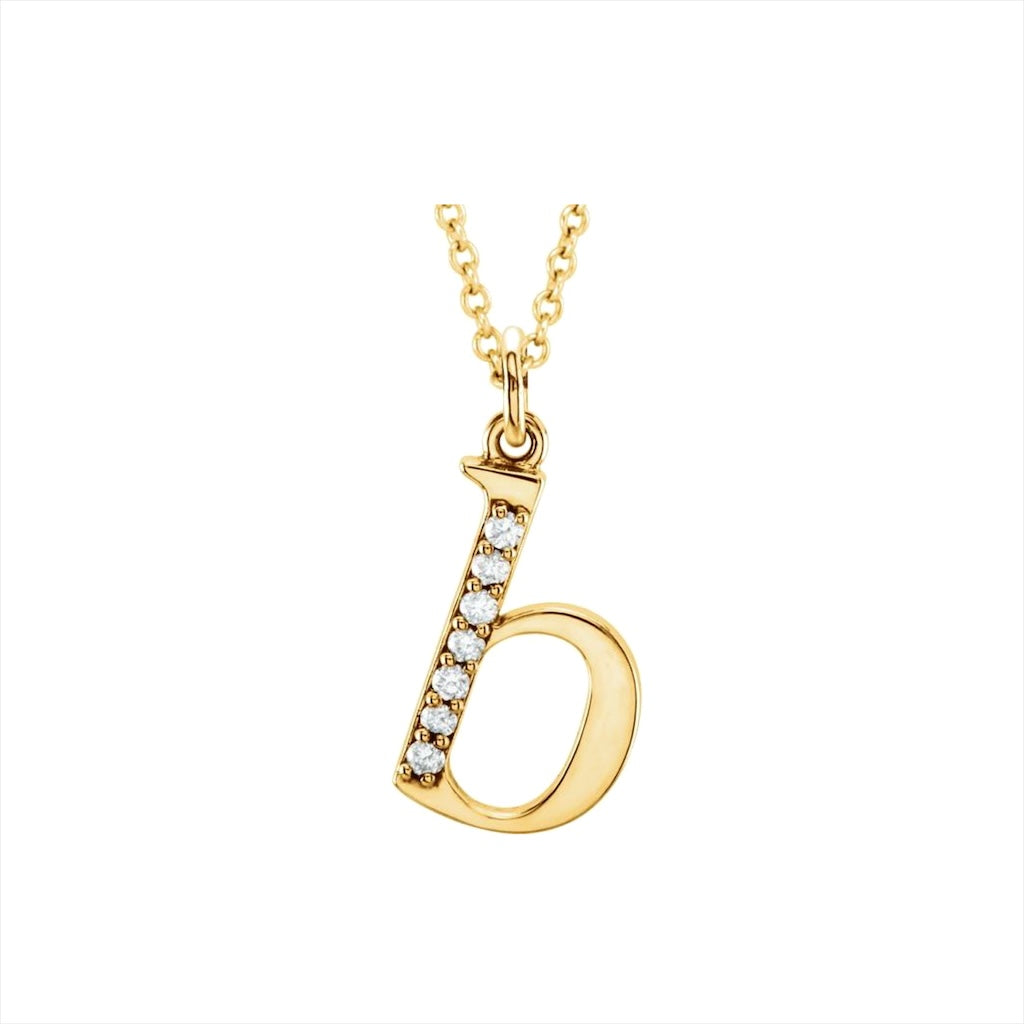 14k Diamond Lowercase Initial Necklace - YAREMA JEWELRY