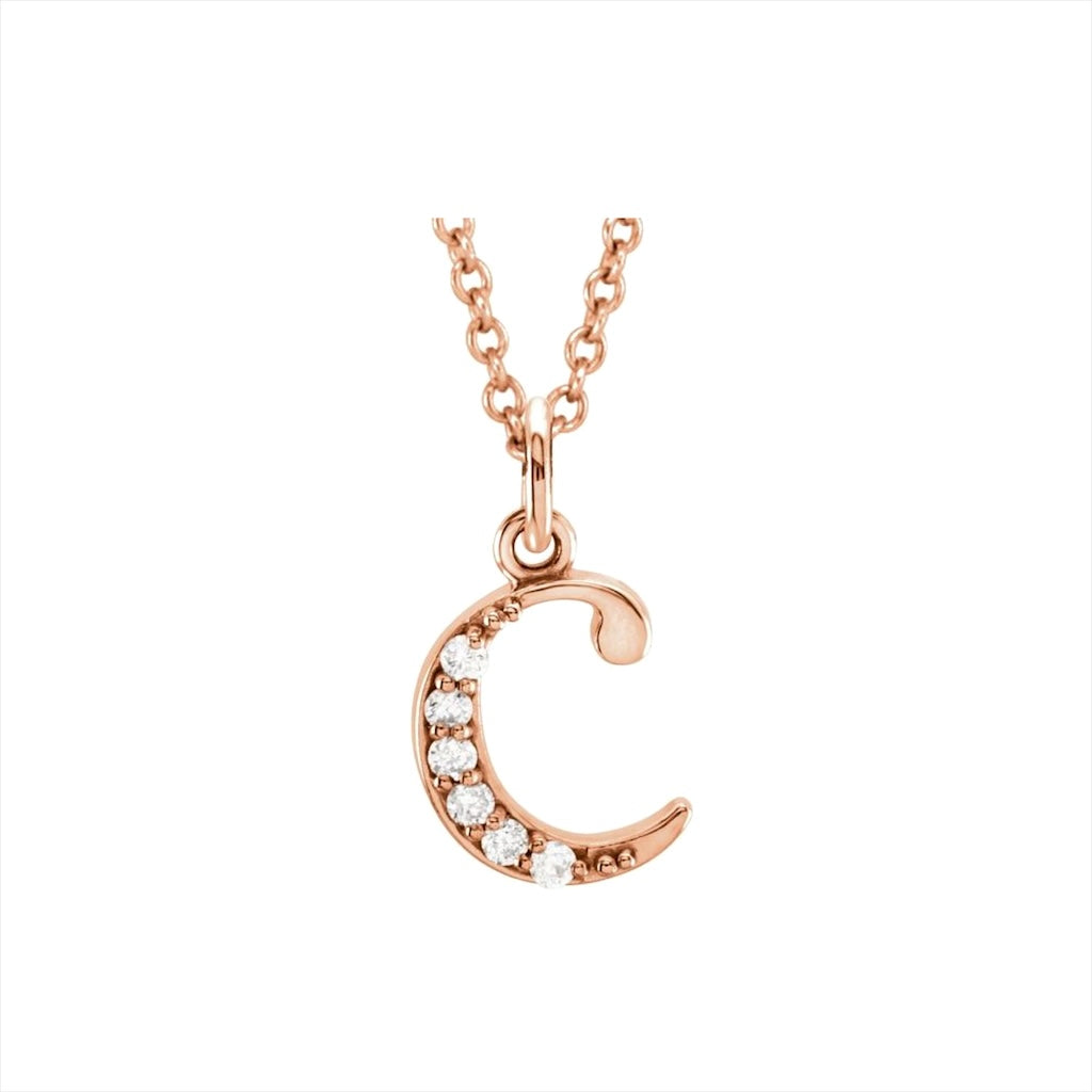 14k Diamond Lowercase Initial Necklace - YAREMA JEWELRY