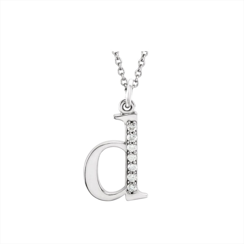 14k Diamond Lowercase Initial Necklace - YAREMA JEWELRY