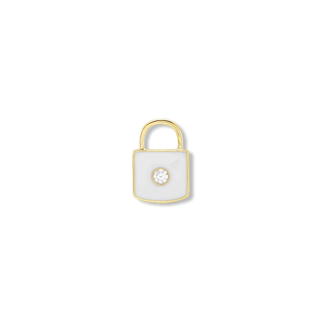 Diamond & Enameled Lock Pendant - YAREMA JEWELRY