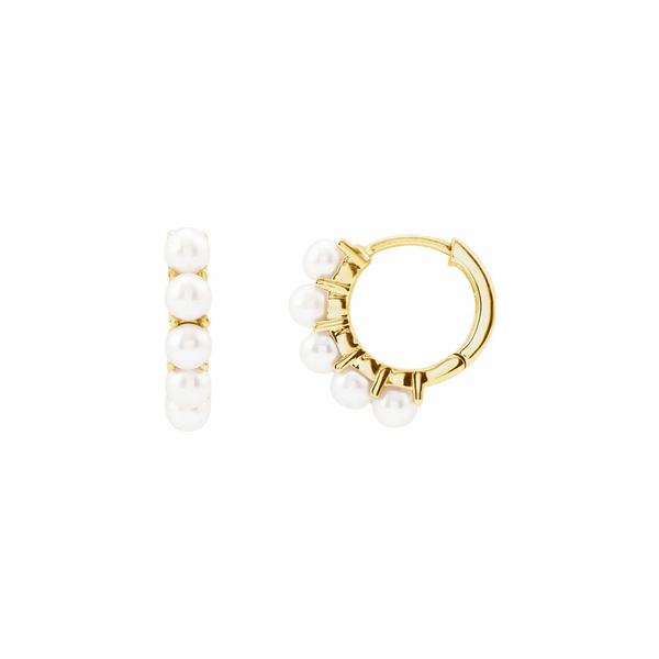 Mini Pearl Gold Hoop Earrings - YAREMA JEWELRY