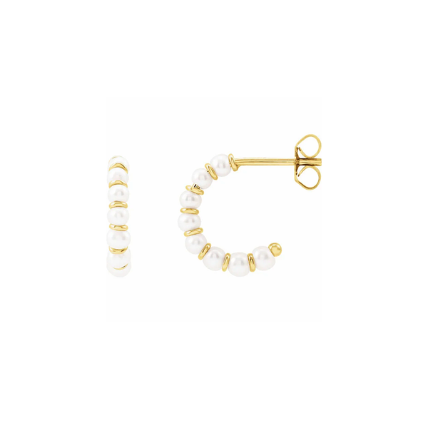 Perlina Small Gold Hoop Earrings - YAREMA JEWELRY