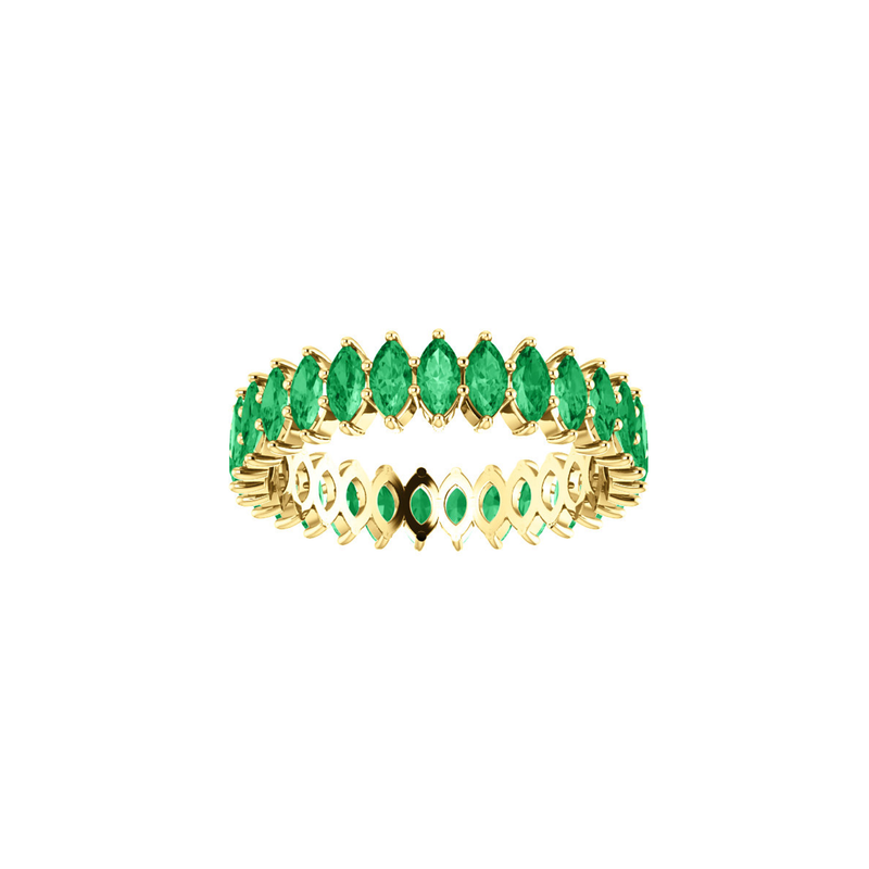 18k Gold Emerald Eternity Ring - YAREMA JEWELRY