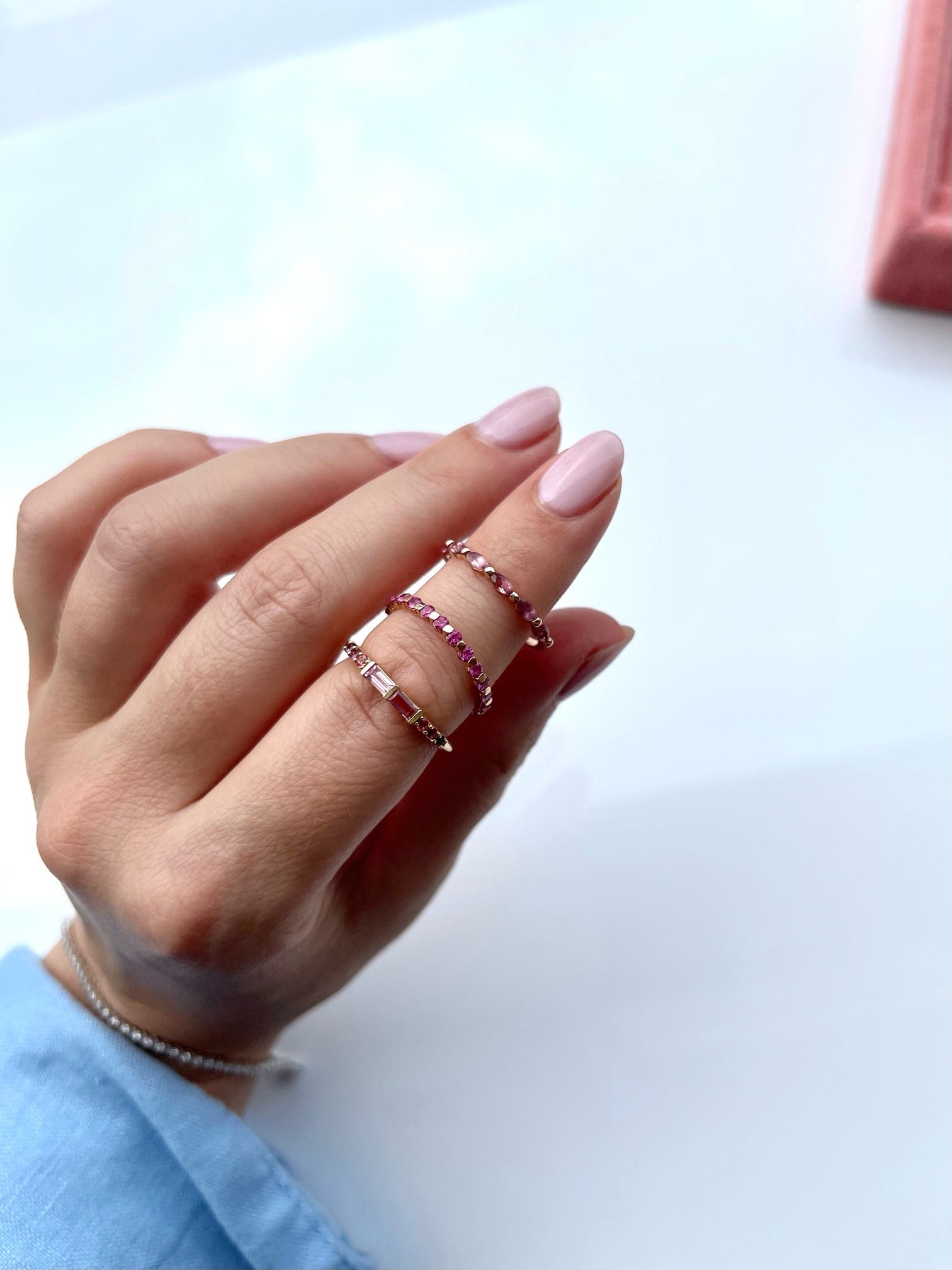 14k Pink Sapphire Eternity Ring