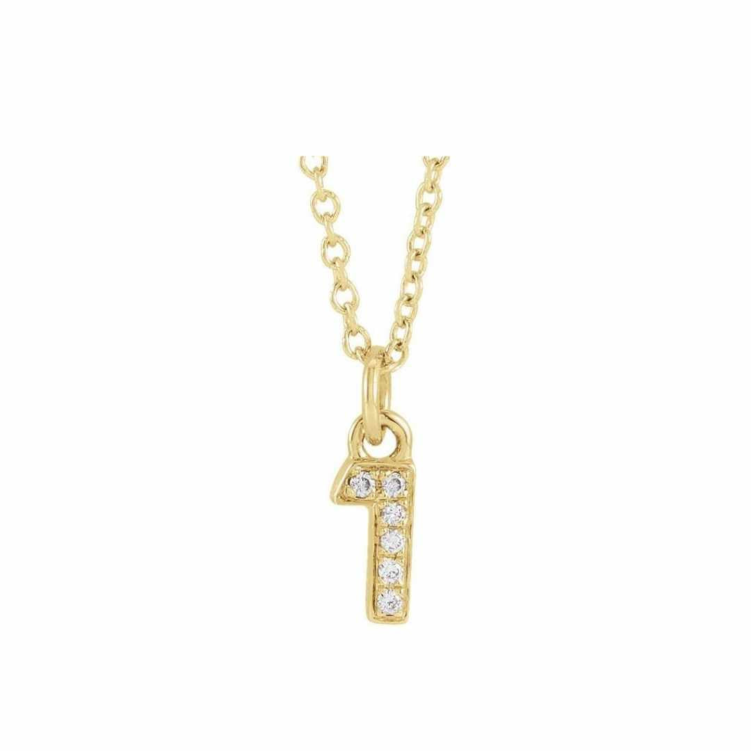 14k Petite Number Necklace - YAREMA JEWELRY