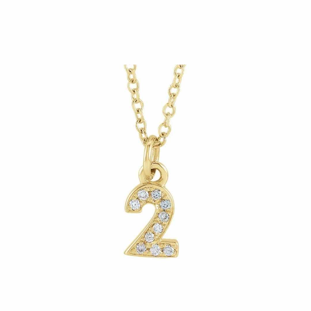 14k Petite Number Necklace - YAREMA JEWELRY