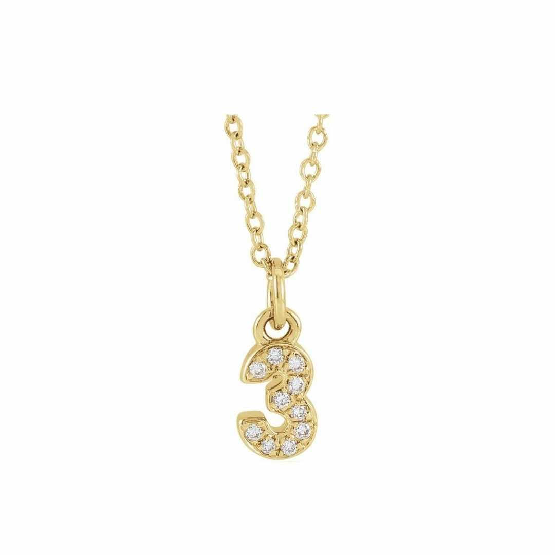 14k Petite Number Necklace - YAREMA JEWELRY