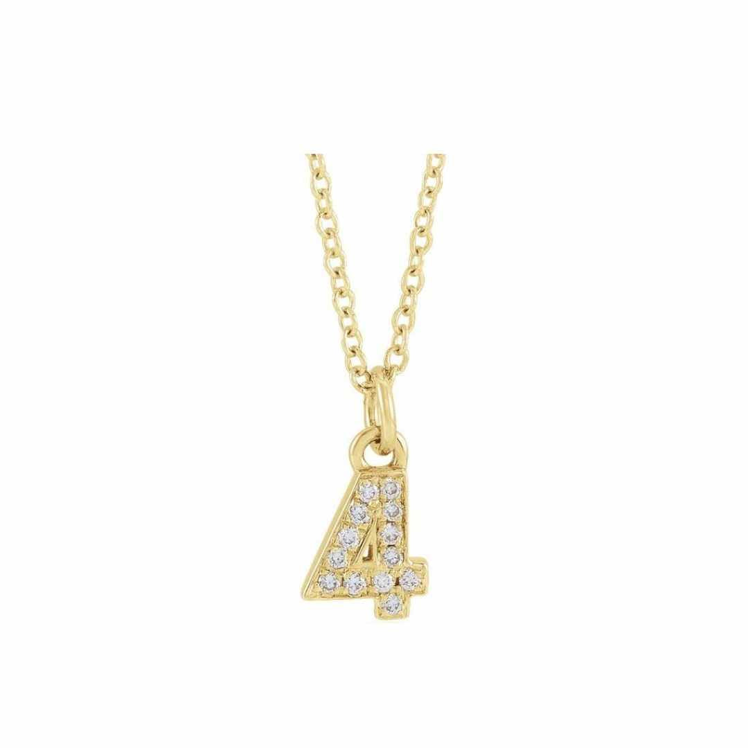 14k Petite Number Necklace - YAREMA JEWELRY